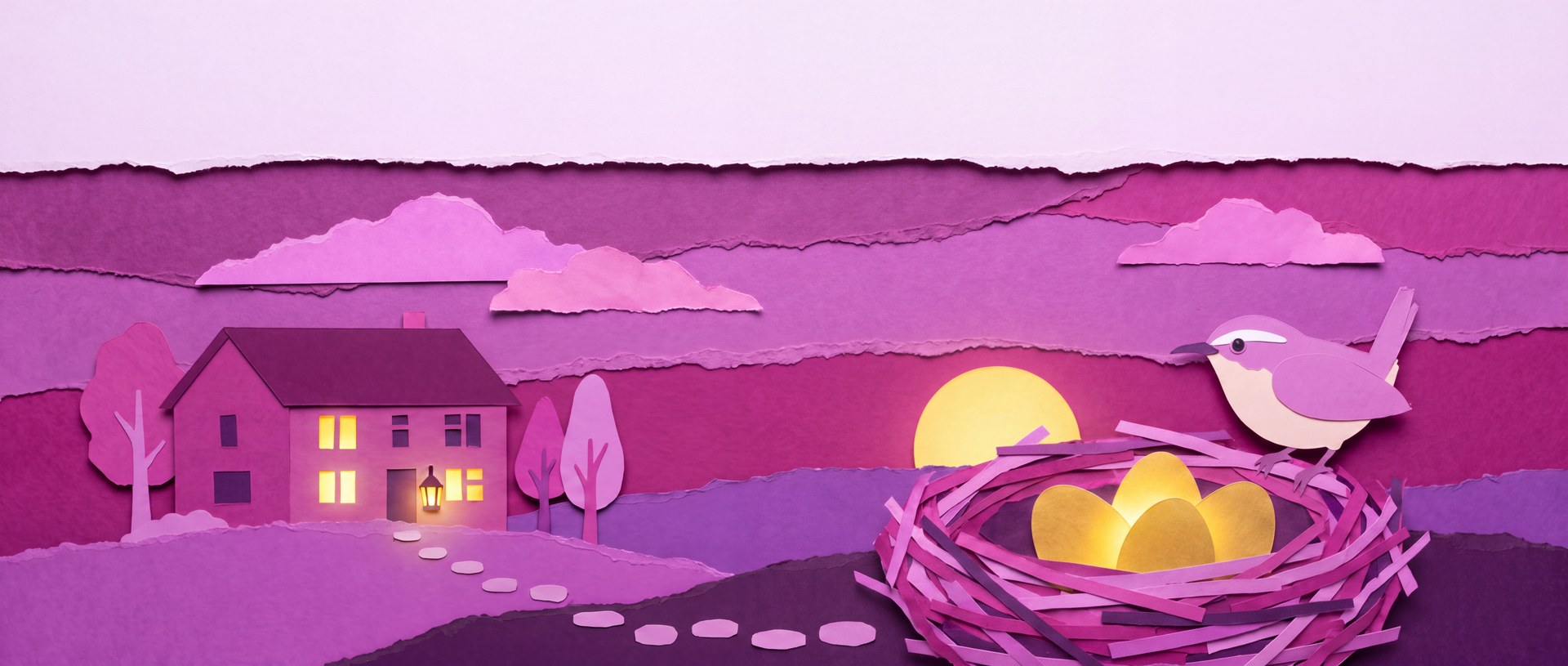 The story scene with a lantern lit and a path of stepping stones appearing